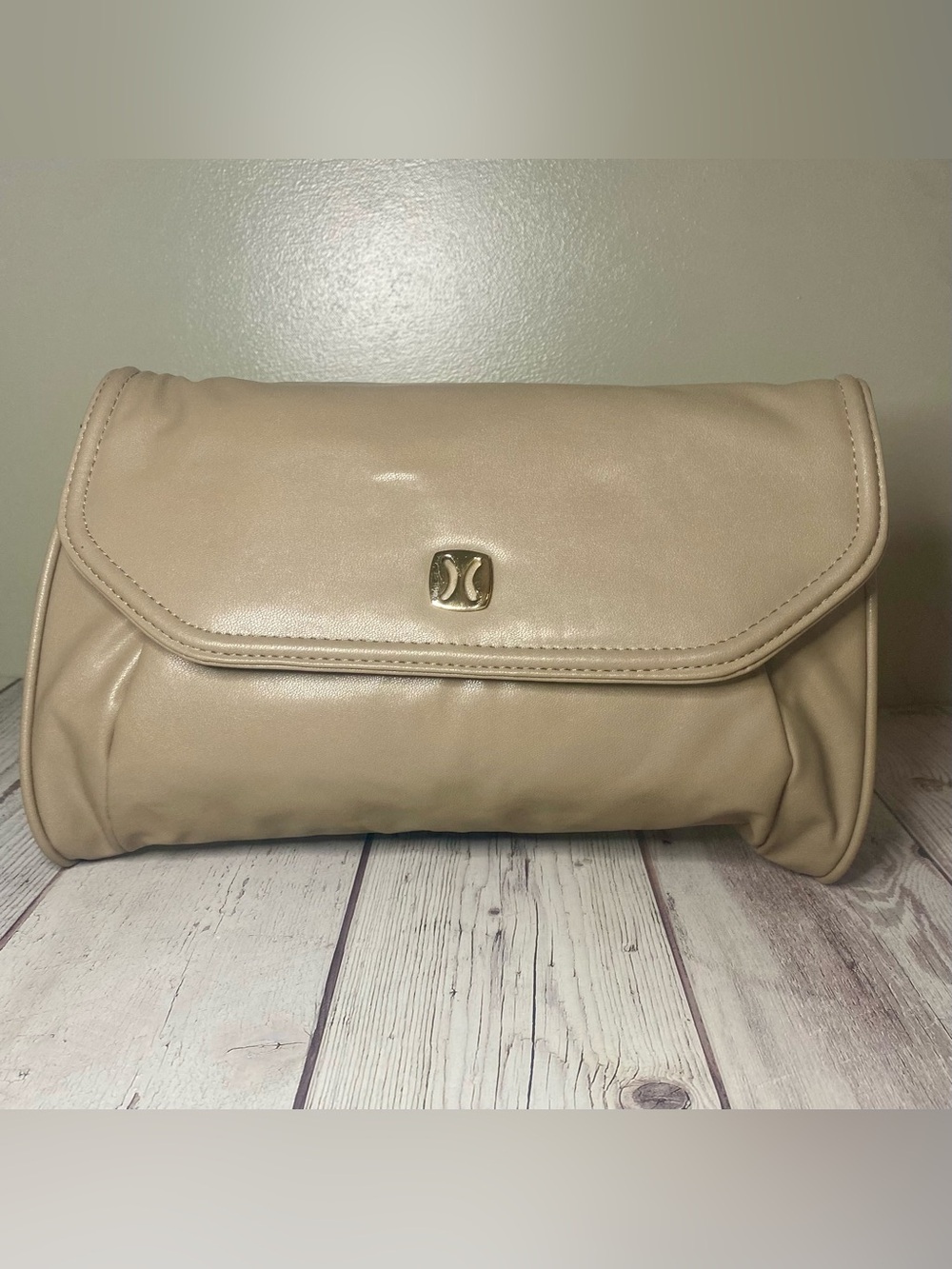Vintage 80s Taupe Minimalist Clutch